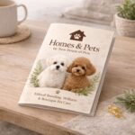 Homes & Pets wellness booklet featuring Toy Poodle and Maltipoo, representing ethical breeding, holistic care, and boutique pet lifestyle by New House of Pets